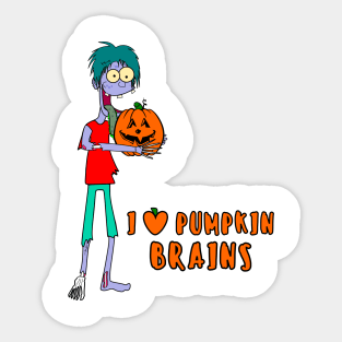 Silly Zombie loves pumpkin brains Sticker